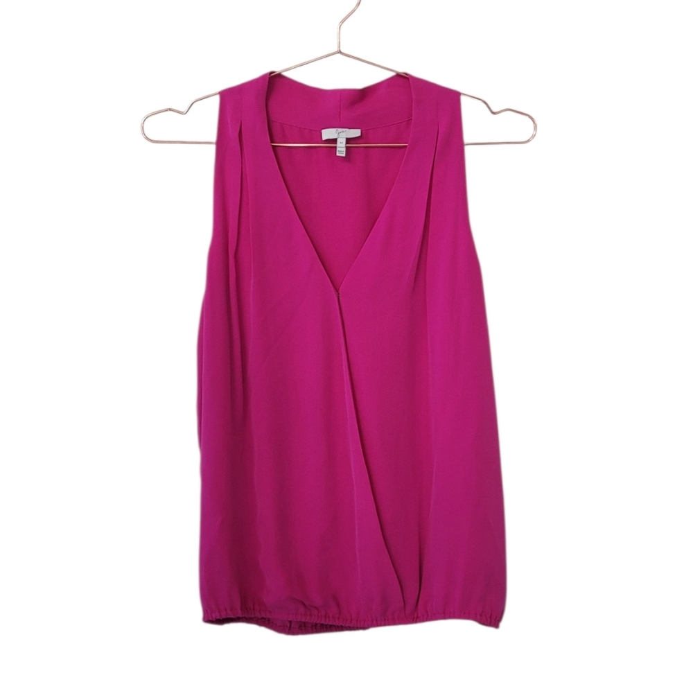 JOIE Fuchsia Silk Sleeveless Surplice Top Size M